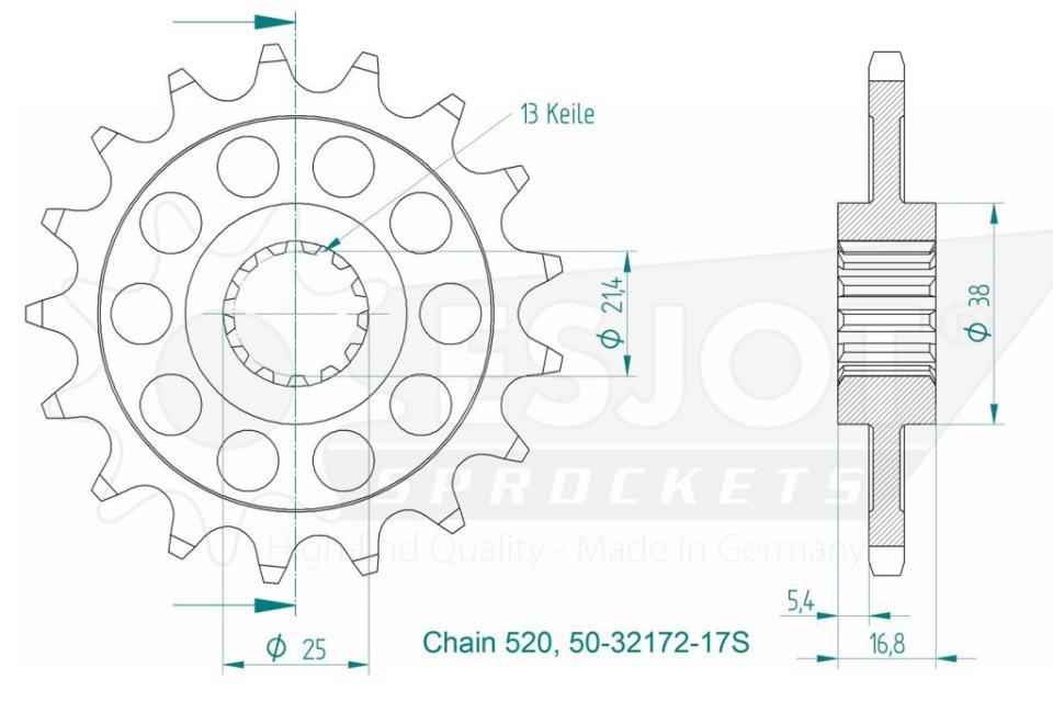 Pignon de sortie de boite Esjot pour Moto Honda 750 NC X 2014 à 2020 17 dents pas 520 Neuf