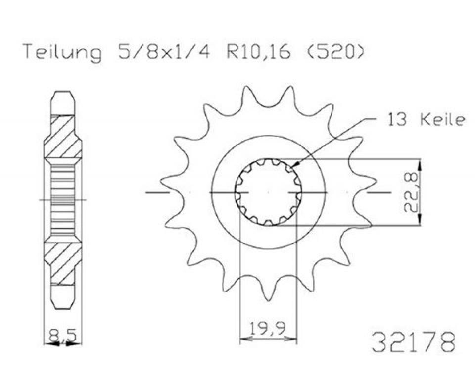 Pignon de sortie de boite Esjot pour Moto Suzuki 250 Gw Inazuma 2012 à 2018 14 dents pas 520 Neuf