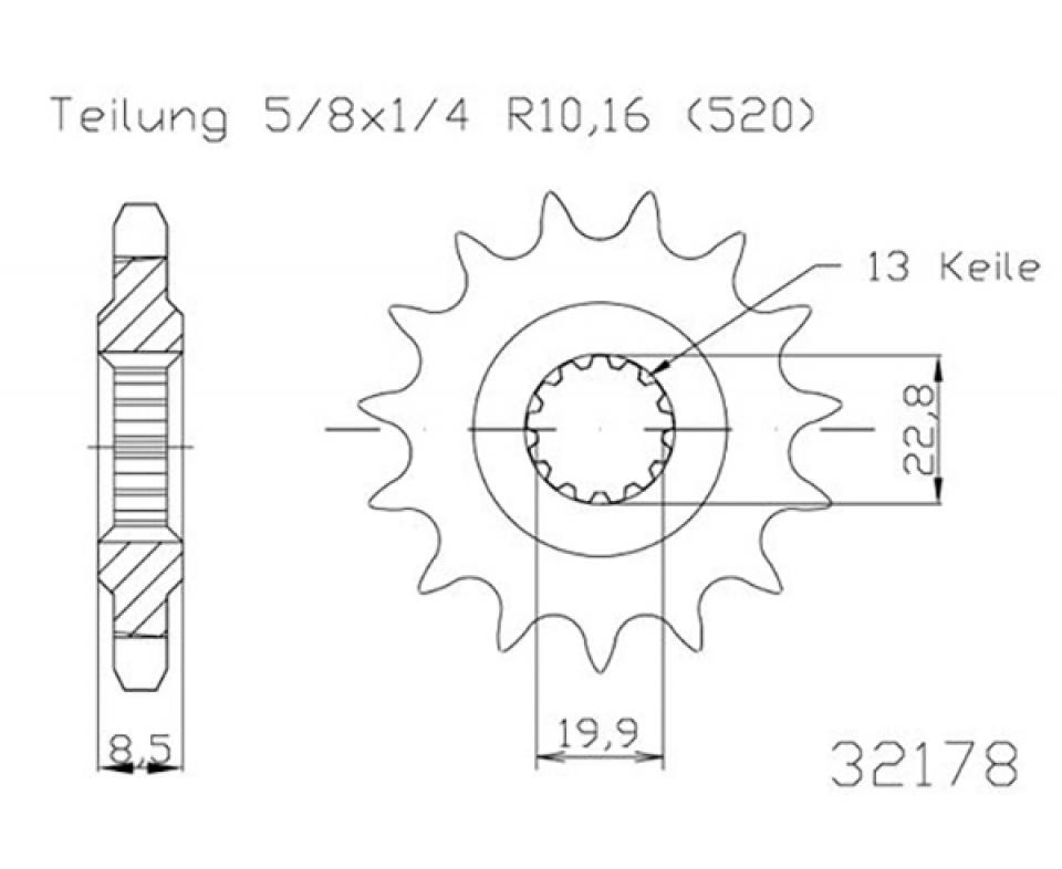 Pignon de sortie de boite Esjot pour Moto Suzuki 250 Gw Inazuma 2012 à 2018 14 dents pas 520 Neuf