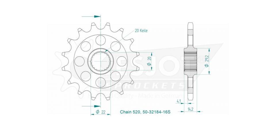 Pignon de sortie de boite Esjot pour Moto BMW 310 G R 2016 à 2023 16 dents pas 520 Neuf