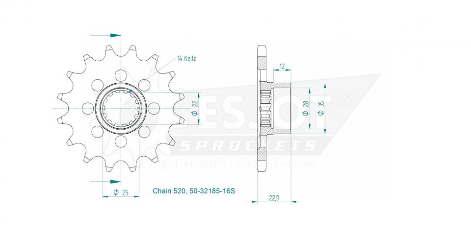 Pignon de sortie de boite Esjot pour Moto MV Agusta 675 Brutale 2012 à 2016 Neuf