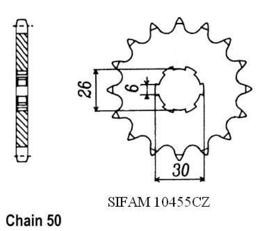 Pignon de sortie de boite Esjot pour Moto Yamaha 750 TX 1973 à 1974 Neuf