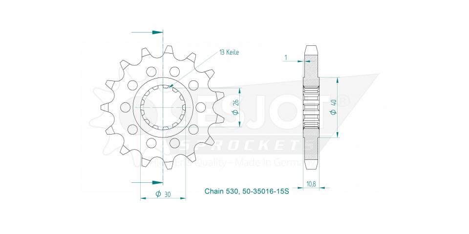 Pignon de sortie de boite Esjot pour Moto Yamaha 1100 FJ 1984 à 1985 15 dents pas 530 Neuf