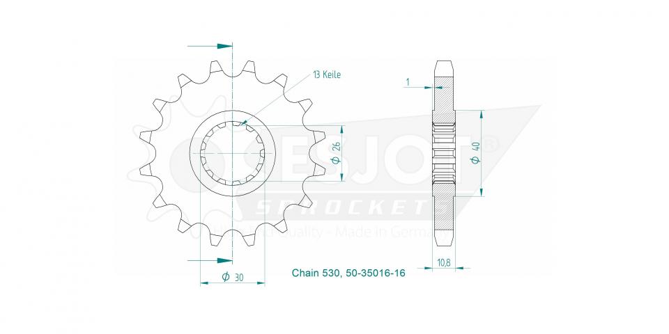 Pignon de sortie de boite Esjot pour Moto Yamaha 1200 FJ 1986 à 1990 16 dents pas 530 Neuf