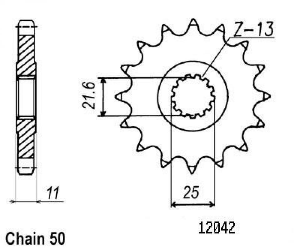 Pignon de sortie de boite Esjot pour Moto Yamaha 750 FZR R 1989 à 1992 16 dents pas 530 Neuf