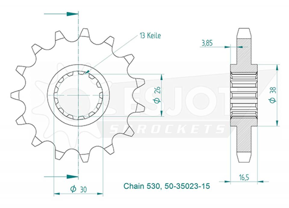 Pignon de sortie de boite Esjot pour Moto Honda 750 Vf C Magna 1993 à 2004 Neuf