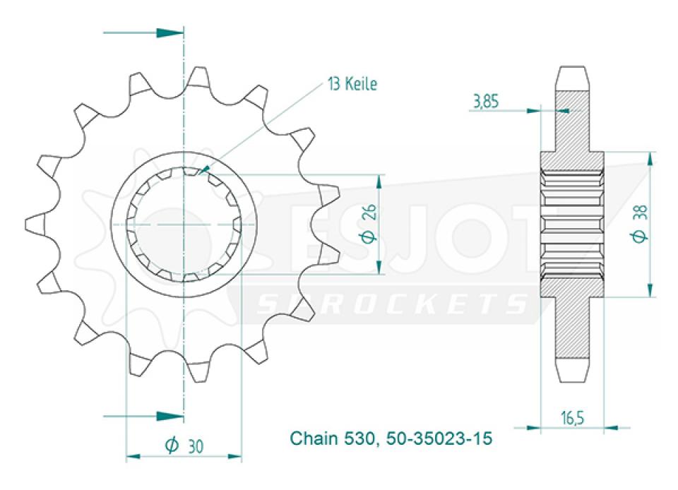 Pignon de sortie de boite Esjot pour Moto Honda 750 Vf C Magna 1993 à 2004 Neuf
