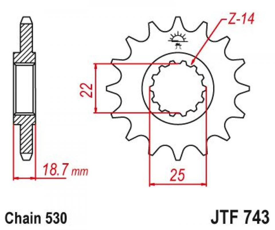 Pignon de sortie de boite Esjot pour Moto Ducati 1200 Multistrada 2010 à 2016 15 dents pas 530 Neuf