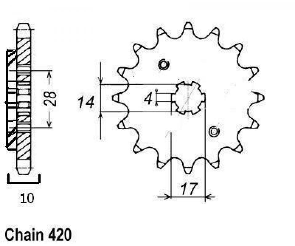 Pignon de sortie de boite Giraudo pour Moto Derbi 50 Senda Avant 1999 13 dents pas 420 / 35813 220.210 Neuf