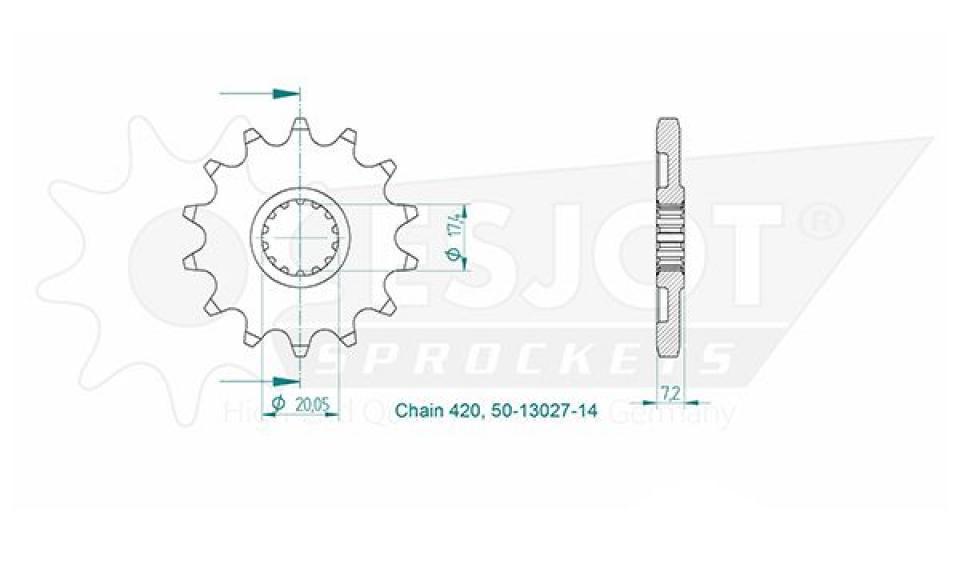 Pignon de sortie de boite pour Yamaha YZ