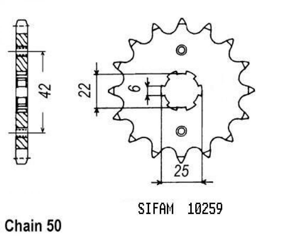 Pignon de sortie de boite Sifam pour Moto Honda 360 Cb G 1974 17 dents pas 530 Neuf en destockage