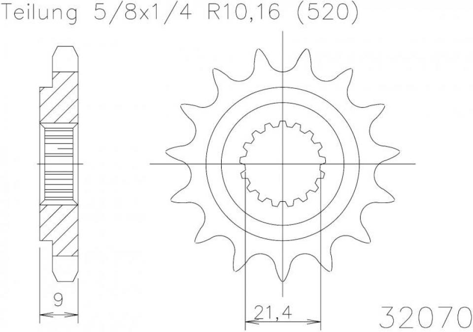Pignon de sortie de boite Esjot pour auto 50-32070-12 Neuf