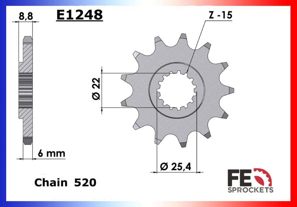 Pignon de sortie de boite France Equipement pour Moto KTM 380 Exc / Sx 1998 à 2002 12 dents pas 520 Neuf