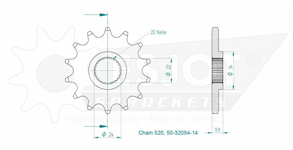 Pignon de sortie de boite Esjot pour Auto Neuf