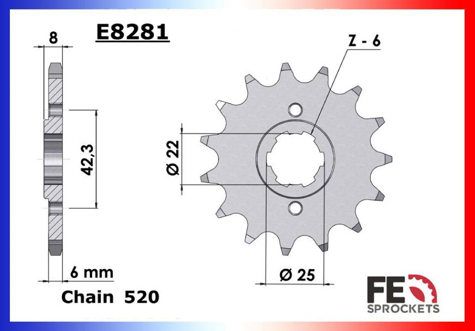 Pignon sortie boite France Equipement pour moto Honda 400 XLS 1981 14 E8281.14