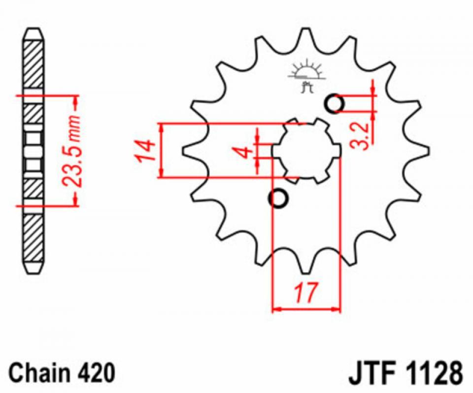 Pignon de sortie de boite JT Sprockets pour moto Husqvarna 50 TC 2017 à 2023 11 dents Pas 420 / JTF1128.11 Neuf