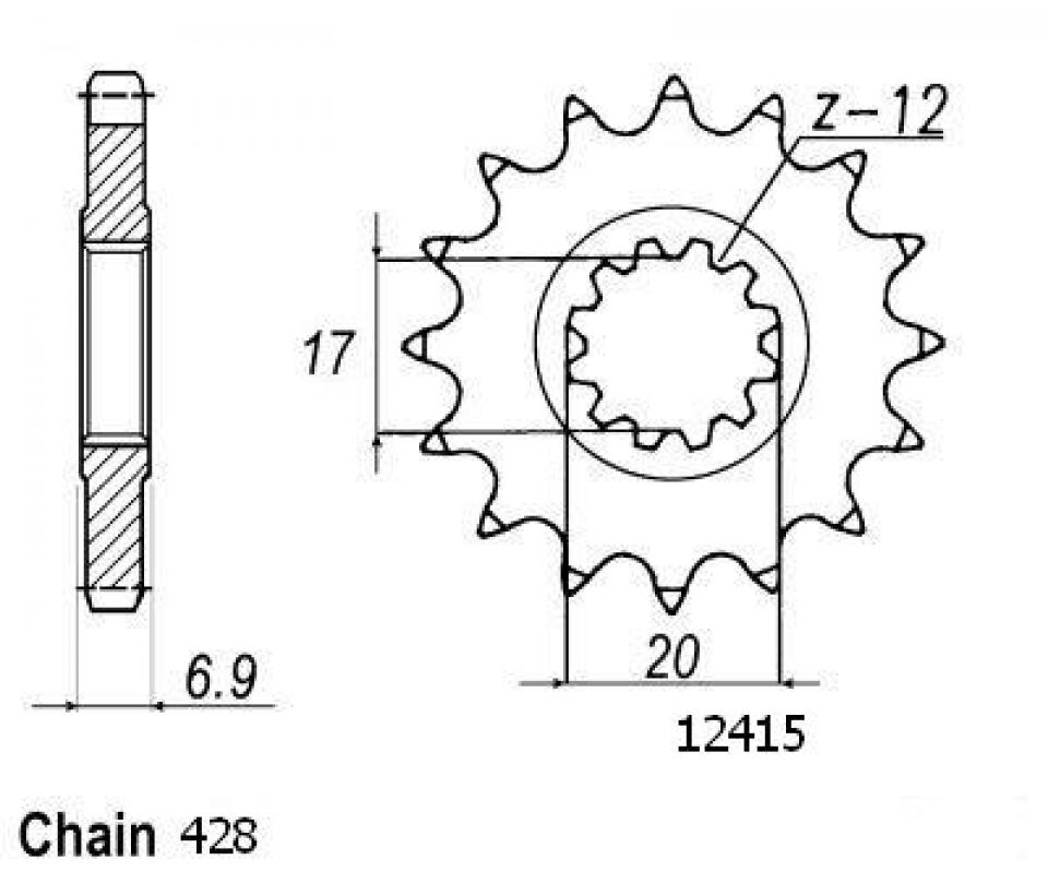 Pignon de sortie de boite Sifam pour Moto Sherco 50 SM 2002 à 2013 13 dents pas 428 Neuf