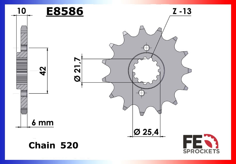 Pignon de sortie de boite RK pour Moto Honda 650 Fx Vigor 1999 à 2002 RK 4171-14 / 14 dents pas 520 Neuf