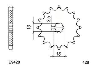 Pignon de sortie de boite France Equipement pour Moto Suzuki 80 DS 1992 à 2000 E9428.15 / 15 dents Pas 428 Neuf