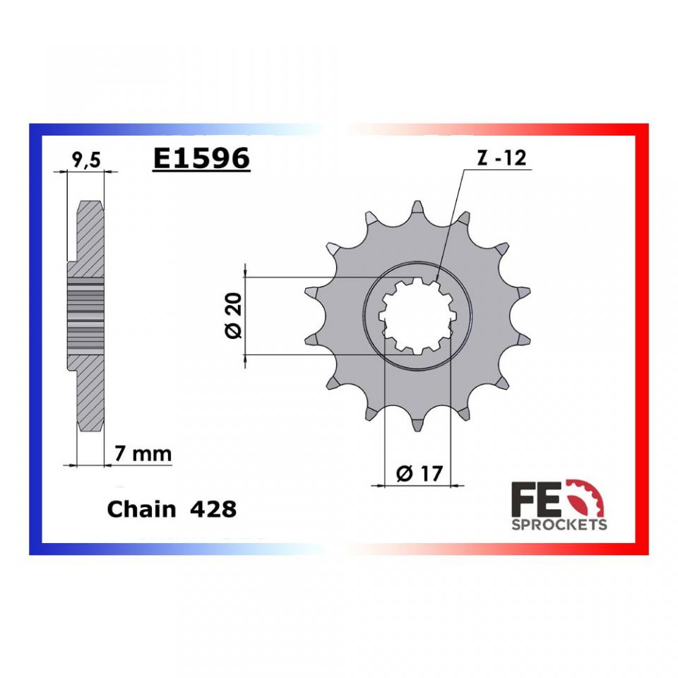 Pignon sortie boite FE pour moto KTM 85 Sx Grandes Roues 2004 à 2017 14 dts P428