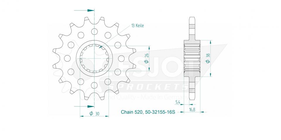 Pignon de sortie de boite Esjot pour Moto Honda 750 HORNET R ABS 2023 à 2024 Neuf