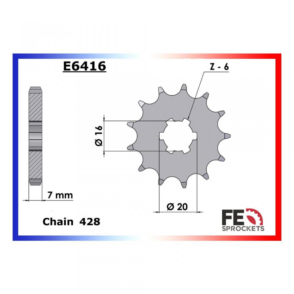 Pignon de sortie de boite FE pour moto Suzuki 80 RMX 1982 14 dents Pas 428 Neuf