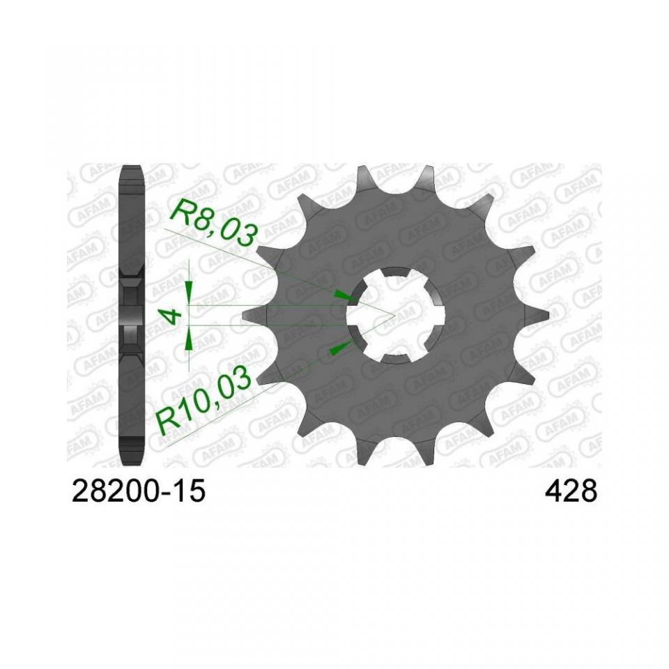 Pignon sortie boite Afam pour moto Suzuki 80 RM 1996 à 2000 15 dents P 428 Neuf