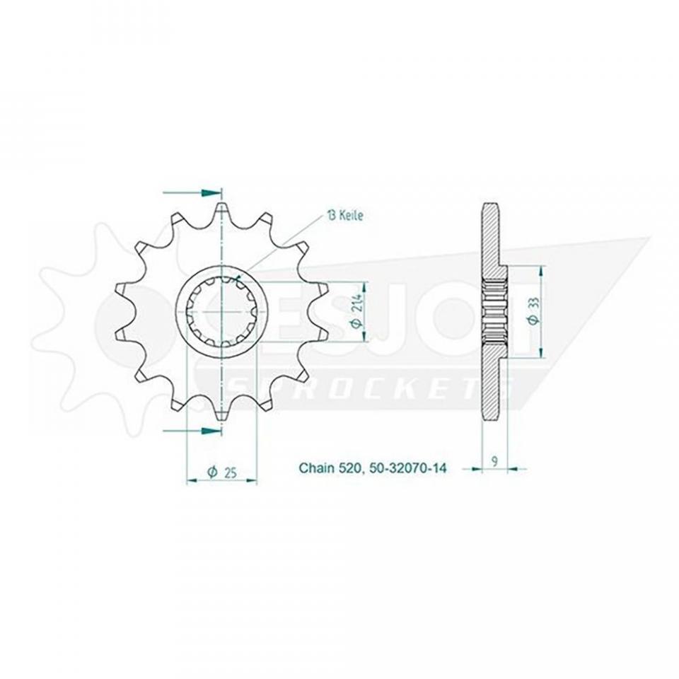 Pignon de sortie de boite pour moto Kawasaki 250 Ninja 2008 à 2011 12 dents 520
