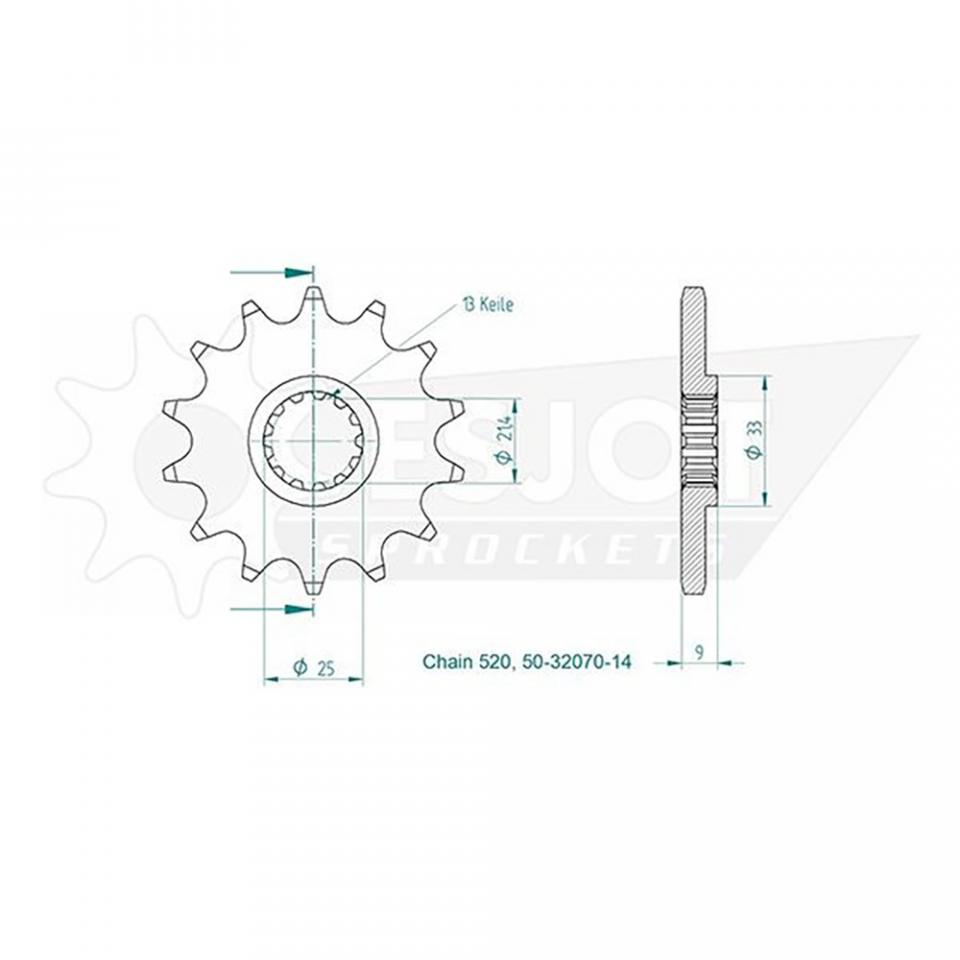 Pignon de sortie de boite pour moto Kawasaki 250 Ninja 2008 à 2011 12 dents 520