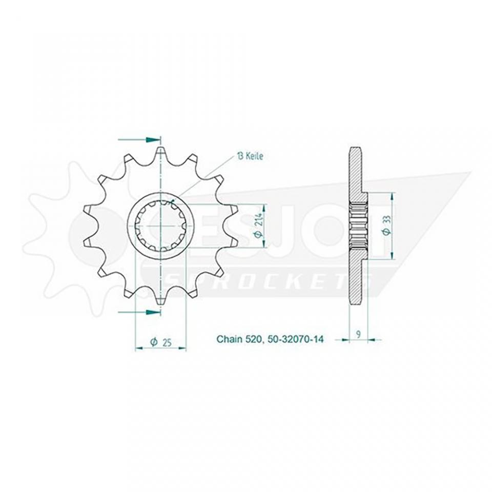 Pignon de sortie de boite pour moto Kawasaki 250 Ninja 2008 à 2011 12 dents 520