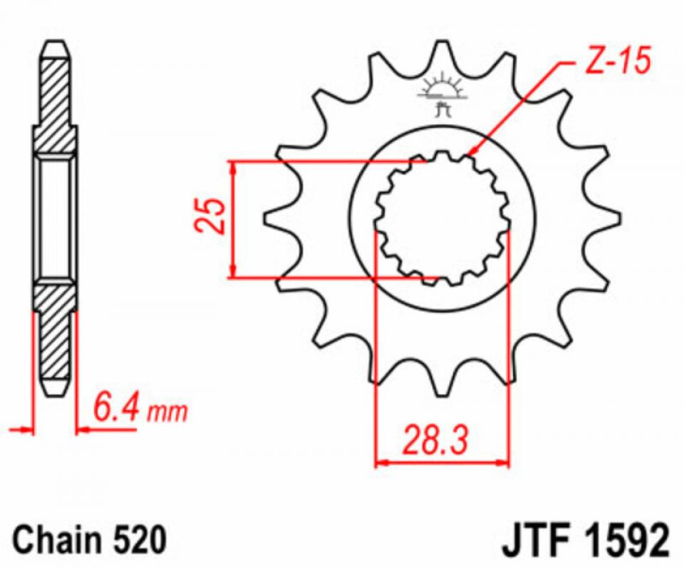 Pignon sortie boite JT Sprockets pour quad Yamaha 450 Yfz R JTF1592.14 14dts 520