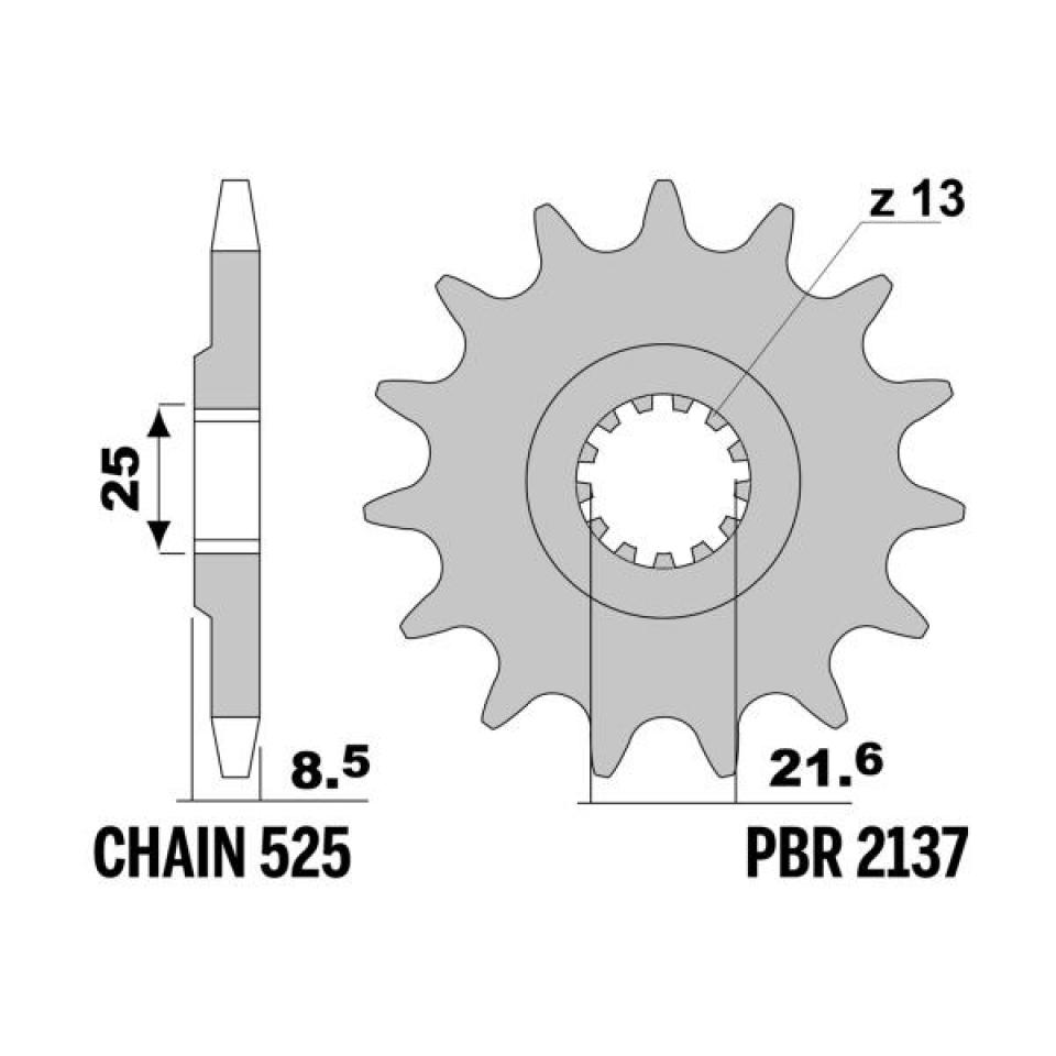 Pignon sortie boite PBR pour moto Kawasaki 1000 Zx-10 R Ninja 2137 16 18NC 16dts