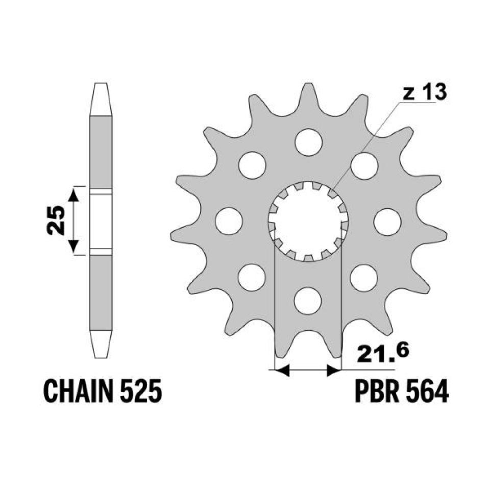 Pignon de sortie de boite PBR pour Moto Triumph 675 Daytona 2006 à 2008 564 16 18NC / 16 dents P525 Neuf