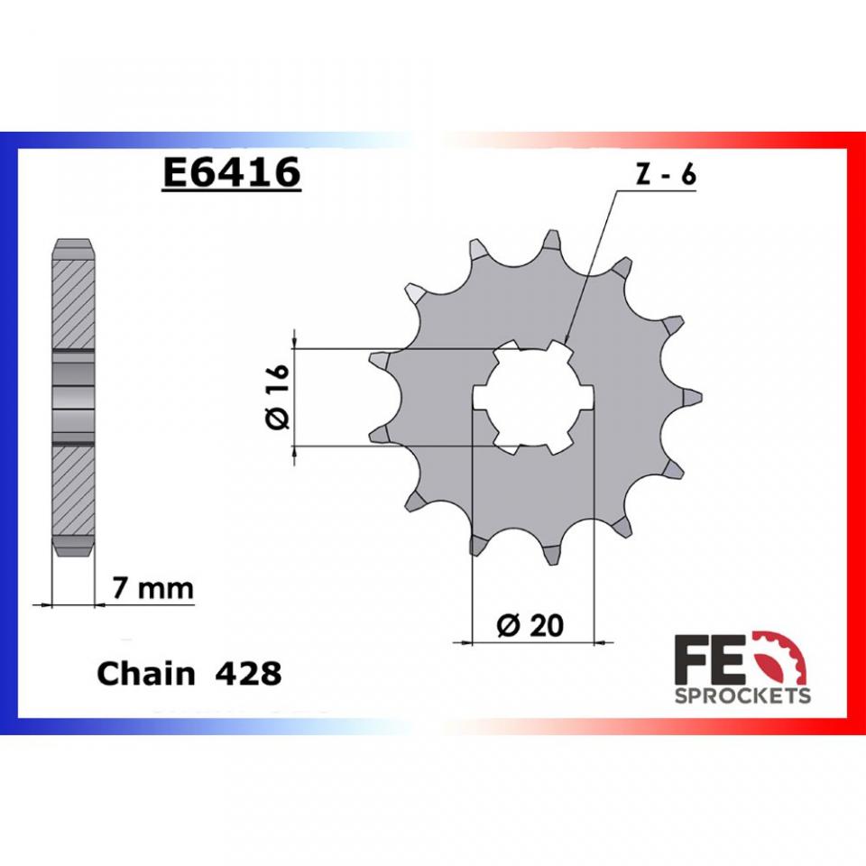 Pignon de sortie de boite FE pour moto Yamaha 80 YZ 1985 15 dents Pas 428 Neuf