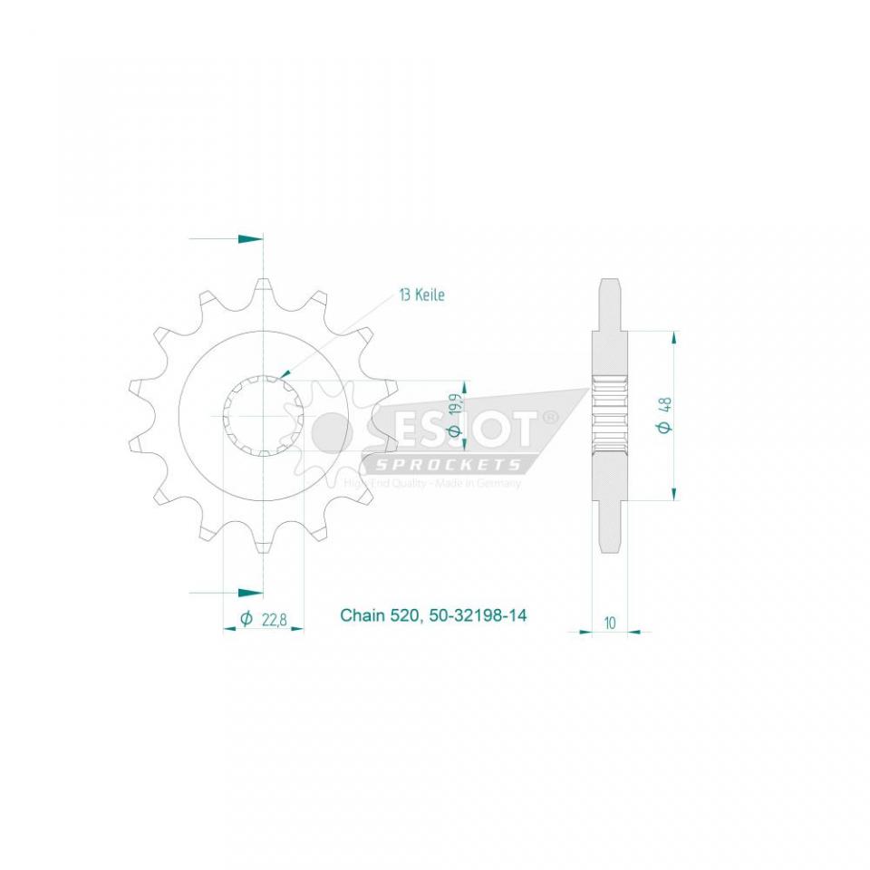 Pignon de sortie de boite Esjot pour Moto Zontes 350 T 2023 à 2024 Neuf