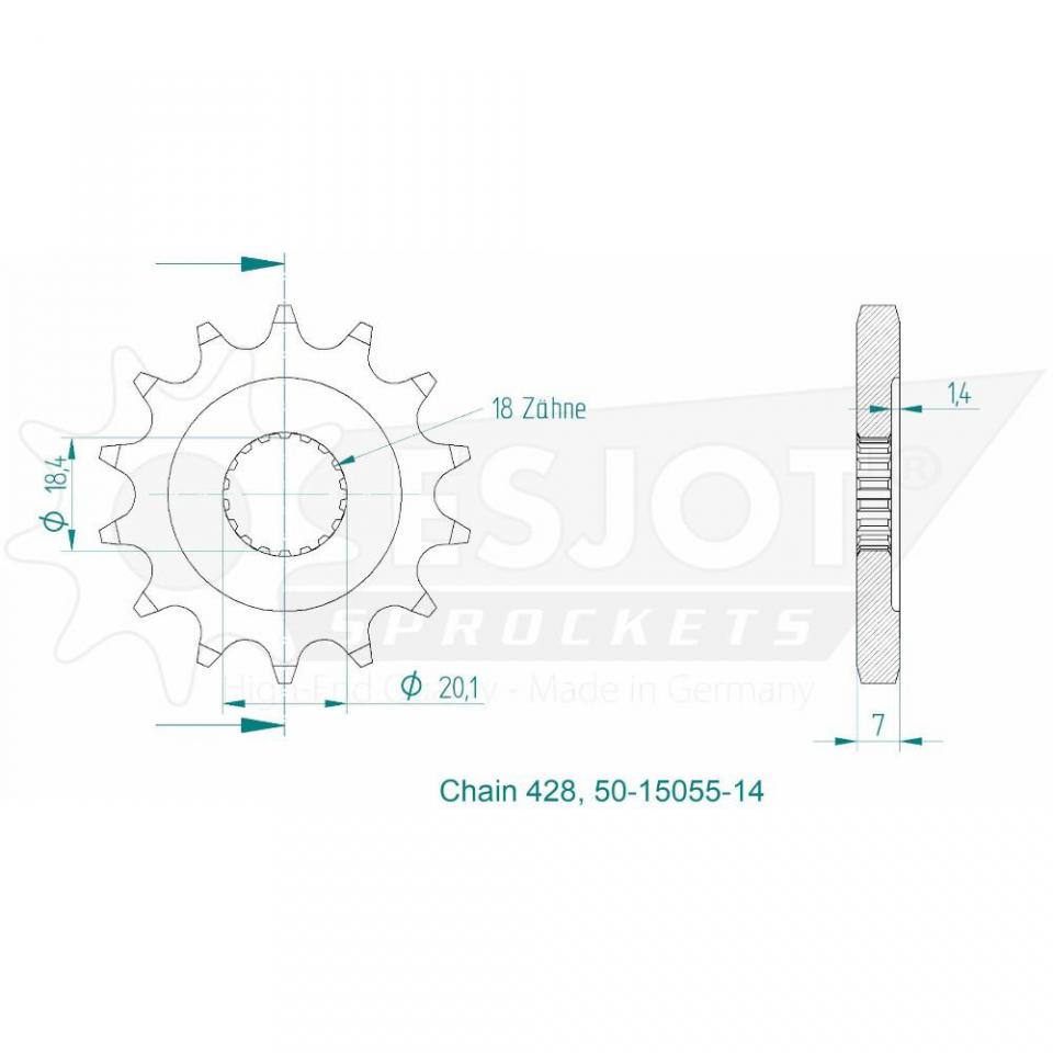 Pignon de sortie de boite pour Benelli Leoncino