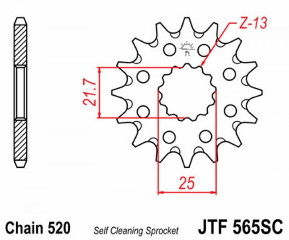 Pignon de sortie de boite JT Sprockets pour Moto Suzuki 500 GSE 1988 à 1993 14 dents pas 520 / JTF565.14 SC Neuf