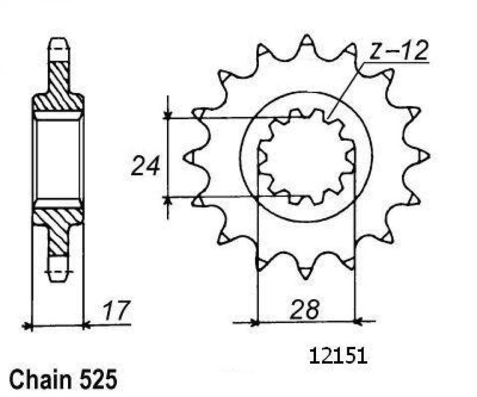 Pignon sortie boite Sifam pour moto Honda 600 Hornet 1998 à 2006 15 dt P525 Neuf