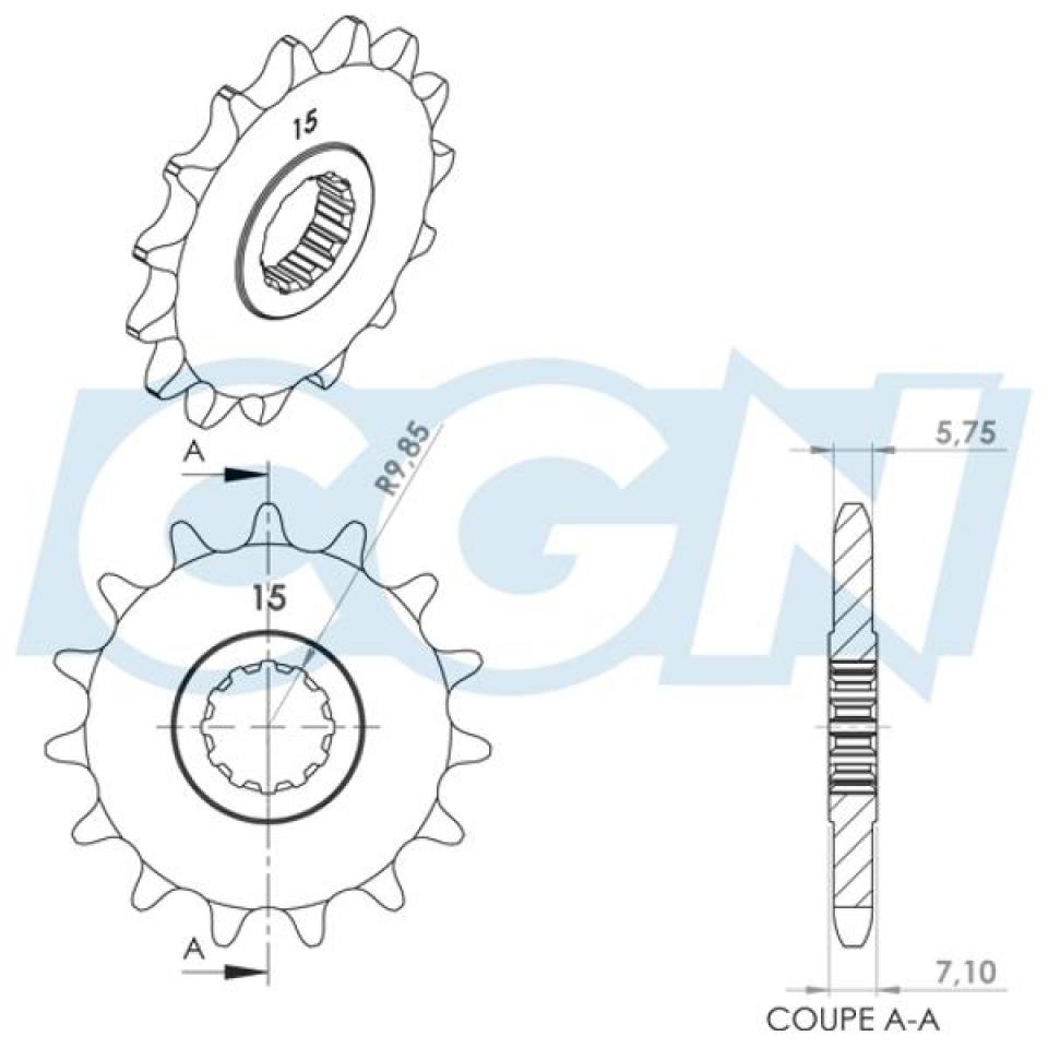 Pignon de sortie de boite Teknix pour Moto Beta 50 RR motard 2013 à 2018 15 dents pas 420 Neuf