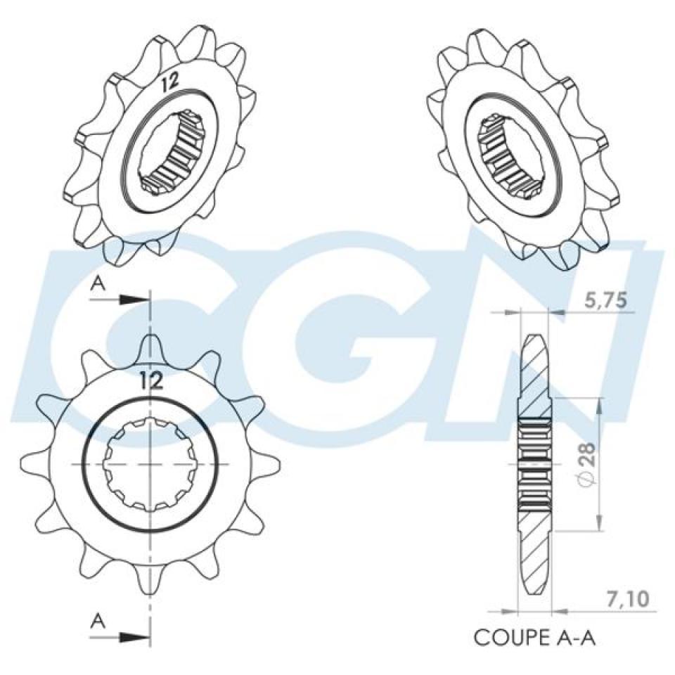 Pignon de sortie de boite Teknix pour Moto Sherco 50 Sm-R 2013 à 2017 15 dents pas 420 Neuf