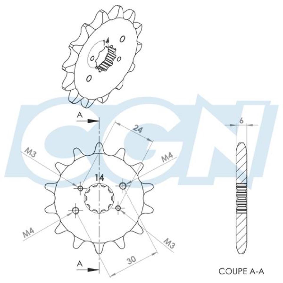 Pignon de sortie de boite Teknix pour Moto Derbi 50 Senda Sm Drd Pro 2006 à 2011 14 dents pas 420 Neuf