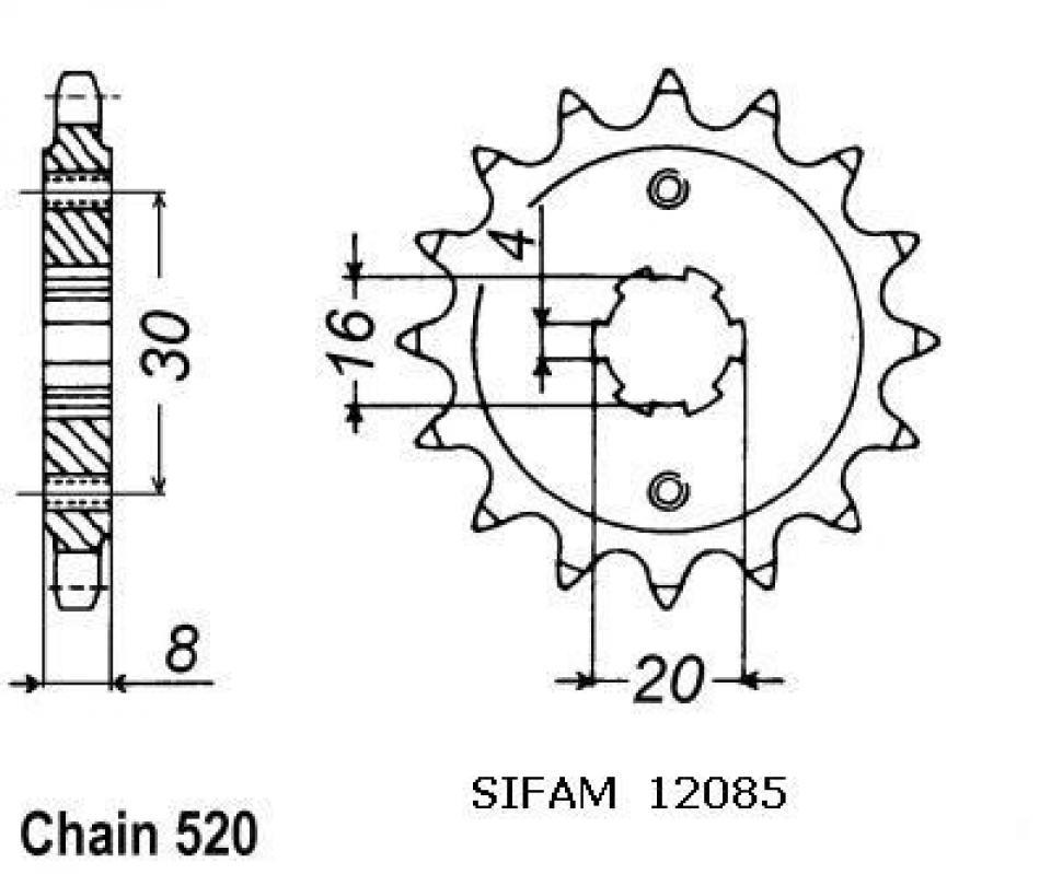 Pignon de sortie de boite Sifam pour Moto Husqvarna 125 WR 1990 à 1994 Neuf