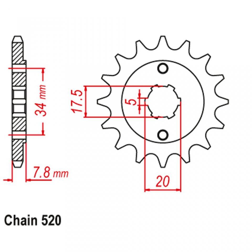 Pignon de sortie de boite JT Sprockets pour Moto Honda 125 Shadow 1999 à 2007 JTF327.14 / 14 dents pas 520 Neuf