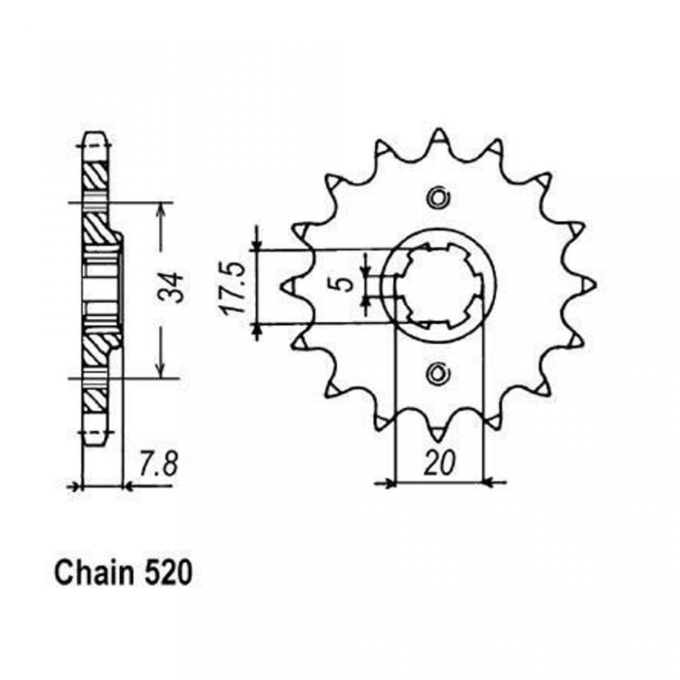 Pignon de sortie de boite pour Moto Honda 125 CRM 1990 à 2000 15 dents pas 520 Neuf