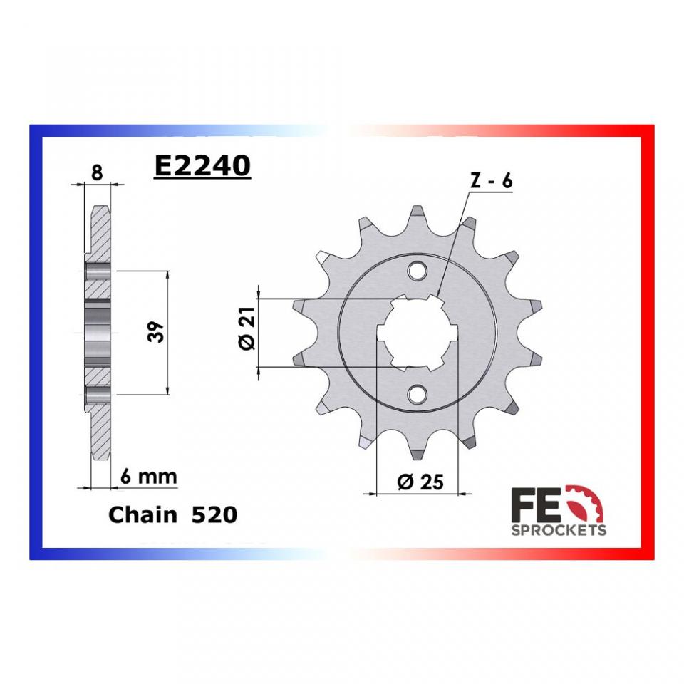 Pignon sortie boite FE pour quad Kymco 150 Maxxer 2002 à 2007 14 dts P 520 Neuf
