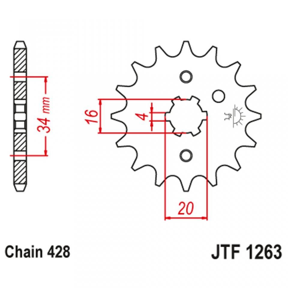 Pignon de sortie de boite pour Moto Yamaha 125 XT 1982 à 1993 JTF1263.14 / 14 dents pas 428 Neuf