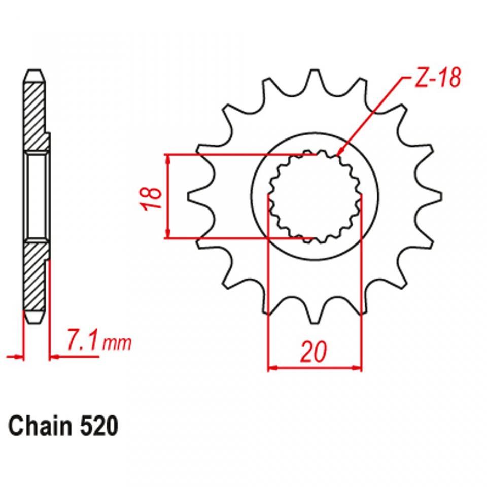 Pignon de sortie de boite France Equipement pour Moto Suzuki 125 RM 1980 à 2005 13 dents pas 520 type 427 Neuf