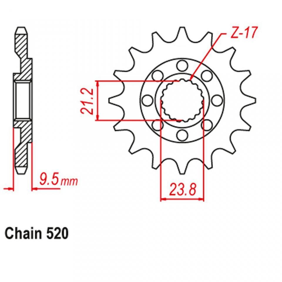 Pignon de sortie de boite JT Sprockets pour Moto Honda 250 CR 1988 à 2008 JTF284.14SC / 14 dents pas 520 Neuf