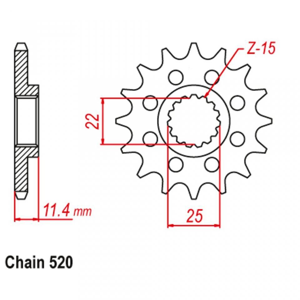 Pignon de sortie de boite JT Sprockets pour Moto KTM 600 LC4 MX 1990 à 1992 JTF1902.15 / 15 dents pas 520 Neuf