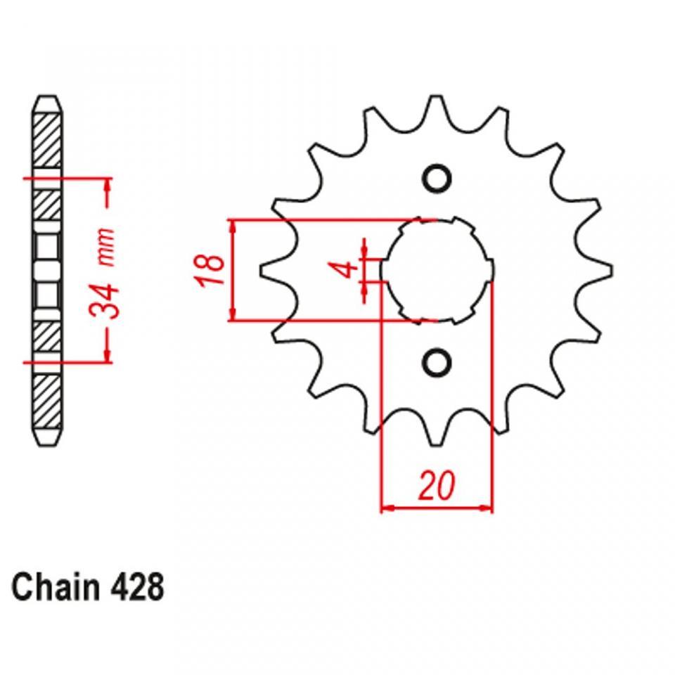 Pignon de sortie de boite JT Sprockets pour Moto Honda 125 CM 1982 à 1997 JTF259.15 / 15 dents pas 428 type 259 Neuf